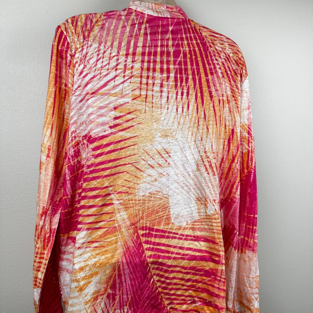 Chico's Open Cardigan Sweater Linen Tropical Pink Orange Chico's 2 US L Resort - Picture 7 of 11